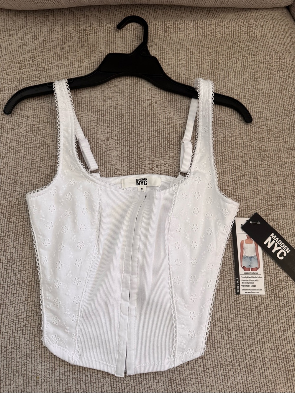 White Eyelet Corset Tank Top